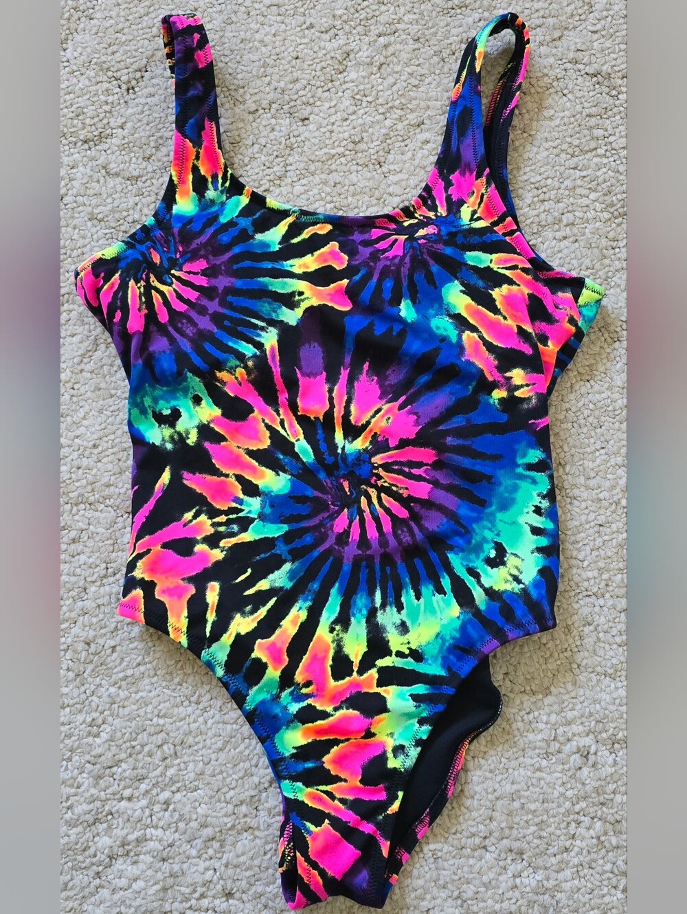 Victoria's Secret PINK Active Swimsuit S One Piece Rainbow Tie Dye B826